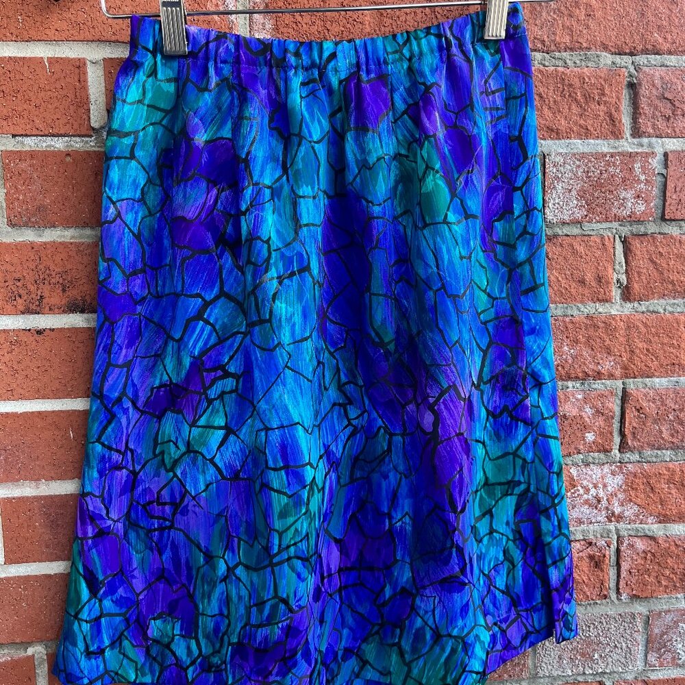 Handmade Elastic Waist Skirt Purple Stained Glass Pattern